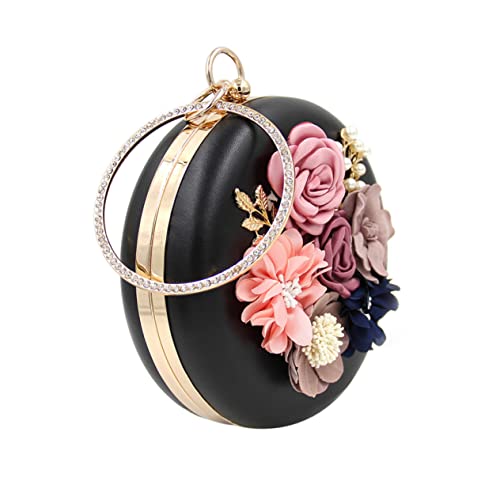 女性のためのイブニングハンドバッグとクラッチバッグ,デラックスデザイナー,パーティー,結婚式 エレガントなレディースラウンドクラッチバッグ - 結婚式、パーティー、フォーマルなイベントに最適な PUレザーイブニングハンドバッグ