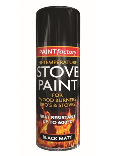 RAPIDE PF High Temp Stove Spray Paint Black Matt 400ML - Self-Priming, Heat-Resistant up to 600°C | Ideal for Wood Burners, Stoves & BBQs | Won't Blister, Peel, or Discolor