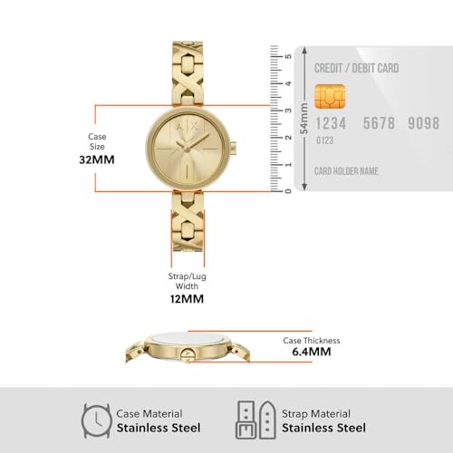 Armani Exchange Orologio Donna, Movimento Al Quarzo Due Lancette E Cassa 32 Mm Con Cinturino In Acciaio Inossidabile - 8