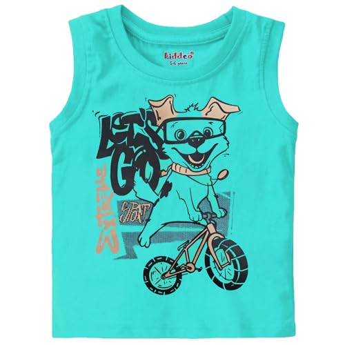 Image of kiddeo Boys Regular Fit 100% Cotton Sleeveless Roundneck T Shirt Combo (Pack of 5)