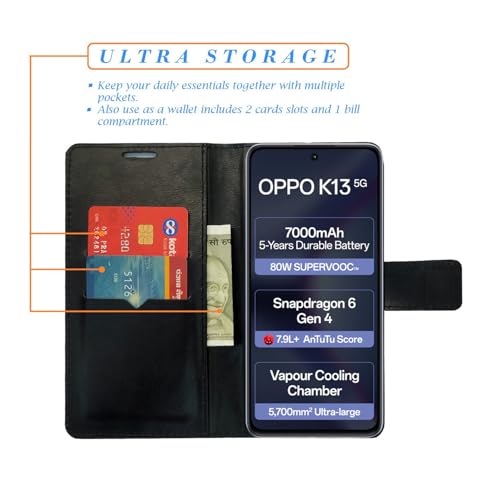 Image of Mat Green Flip Cover for Oppo K13 5G| Leather Finish|Shock Proof|Magnetic Clouser Compatible with Oppo K13 5G (Green)