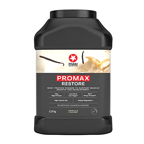 MaxiNutrition Promax Powder - Vanilla - Restore Whey Concentrate Protein Powder for Muscle Growth and Development - 1.12kg - 32 Servings