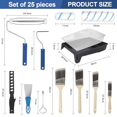 Mini rouleau peinture et kit complet avec bac rigide pour finitions nettes - 3