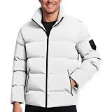 Steppjacke Herren Baumwolle Winterjacke Winter Warm Daunenjacke Fashion Einfarbige Winterparka Freizeit Bequeme Thermo Mantel mit Stehkragen Parka Lässige Herrenjacke Weiß 4XL