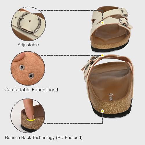 Image of Centrino Women's Berkin-Style Slip-On Sandals | Open Toe Design | Soft PU Footbed | Lightweight & Comfortable | Arch Support | On-Grip Sole | Casual Outdoor Wear (9224)