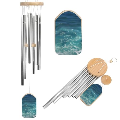 Outdoor Wind Chimes, The Blue Sea Printed Wind Chimes,Simple Wind Chimes,Curtain Wind Chimes for Home Decoration