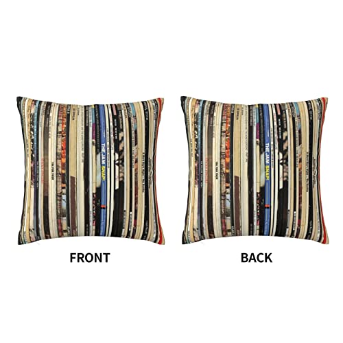Classic Rock Vinyl Records Throw Pillow Cover Cozy Soft Home Decorative Square Pillow Cases For Party Sofa Couch Bed Cushion Cover 18X18 Inches #TOP2