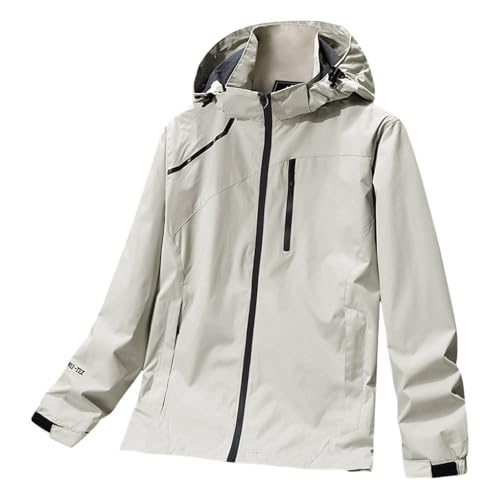 Generisch Chaqueta softshell para hombre, chaqueta de entretiempo, chaqueta deportiva para exteriores, chaqueta de montañismo, chaqueta con capucha, unisex, chaqueta de ocio, impermeable, chaqueta