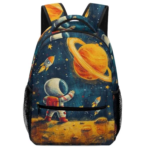 Sac à dos astronaute de dessin animé, sac d'école et de voyage pour ados