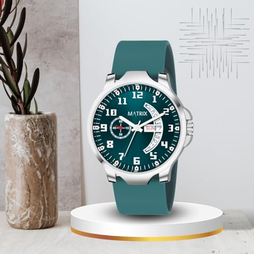 Matrix Classic 2.0 Day & Date Analog Watch with Softest Silicone Strap for Men & Boys (Teal) - Image 2