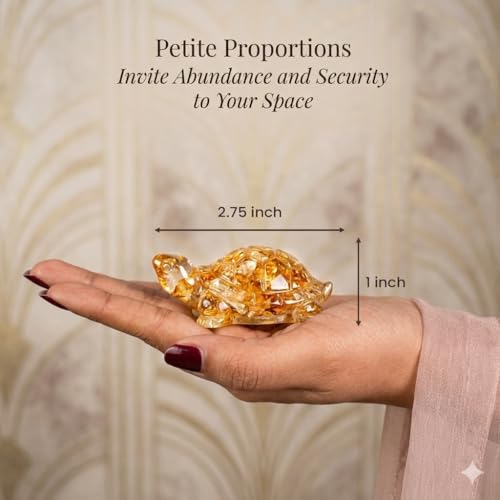 Image of Natural Citrine Tortoise (Kachhua) 2.7x1 Inch | Citrine Gemstone Turtle for Good Luck & Wealth | Vastu Feng Shui Decor for Home Office Living Room | Housewarming Gift