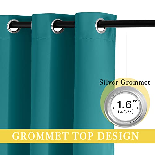 NICETOWN Sliding Glass Door Curtains for Window, Grommet Wide Thermal Curtain Sound Dampening Window Drape for Living Room/Bedroom (Peacock Teal, W80 x L84, 1 Panel)