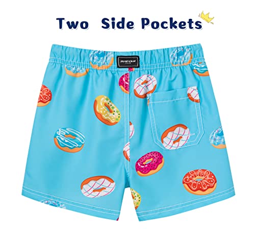 Surf Cuz Boys Swim Trunks Upf 50+ Toddler Beach Shorts Swimsuit Bathing Suit Kids Quick Dry Swimwear (Sky Blue - Donut, 4T) #TOP1