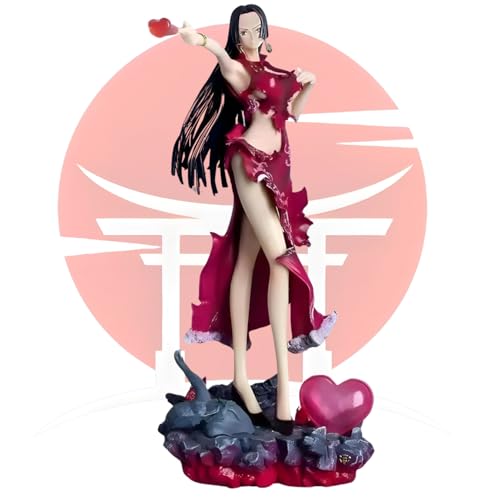 Image of Boa Hancock Action Figure 30Cm With Lights Collectible One Piece Anime Action Figure Replica With Heart Base,for One Piece Anime Fans Snake Princess Boa Hancock PVC & Resin,Pinkish Red