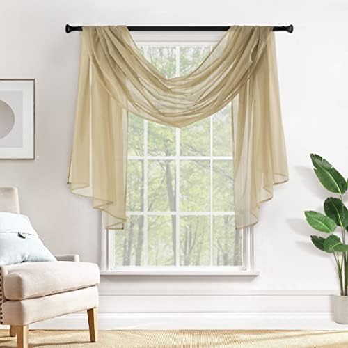 Aazon.co: Rooney 2PC Sheer Voile Ruffled Curtain Panels (White, 50" X