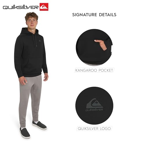 Image of Quiksilver Men's Regular Fit Active Performance Heavyweight Jacquard Mesh and Polar Fleece Pullover Hoodie (S-XL)