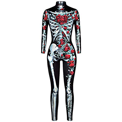 Miniatura 8 de Neusky Disfraz De Esqueleto Para Mujer, Perfecto Para Halloween, Navidad, Carnaval O Fiestas Temáticas Talla L, Color Rosa