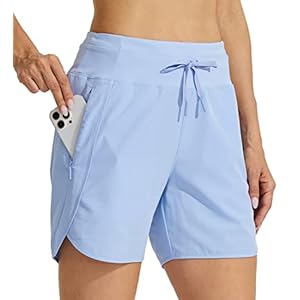 Willit Women’s Athletic Running Shorts 5″ Quick Dry Workout Hiking High Waisted Active Gym Exercise Zipper Pocket