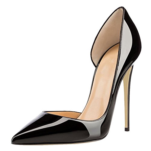 EDEFS Damen Pumps Spitze Zehe High Heels d'Orsay Übergröße Sommer Frühjahr Schuhe Schwarz Größe EU45 Cover