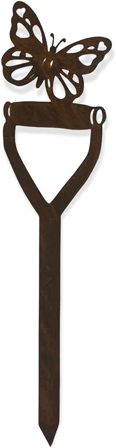 Rusty Metal Butterfly On A Spade Garden Decoration, Garden Feature, Garden Ornament, Gardening Gift