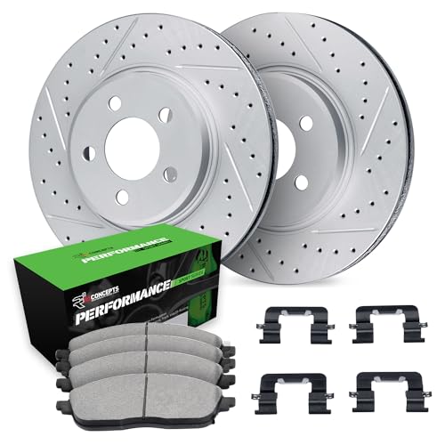 R1 Concepts Kit de frenos y rotores delanteros, pastillas de freno delanteras, rotores y pastillas de freno Peformance Sport, hardware WBSH1-58018