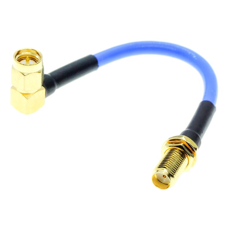 SMA Male Right Angle RA to SMA Female Bulkhead Connector RG405 .086" Semi Flexible Rigid Coaxial Cable Blue - (Color: 6M)