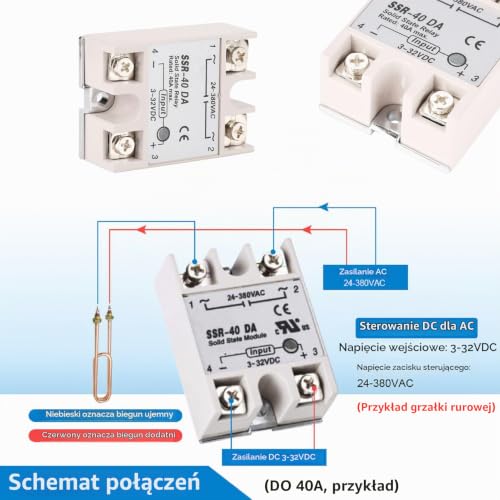Telituny Jednofazowy przekaźnik półprzewodnikowy, automatyczne sterowanie przekaźnikiem półprzewodnikowym DC-AC Przekaźnik półprzewodnikowy do automatycznego systemu sterowania SSR-40DA 40A Wejście