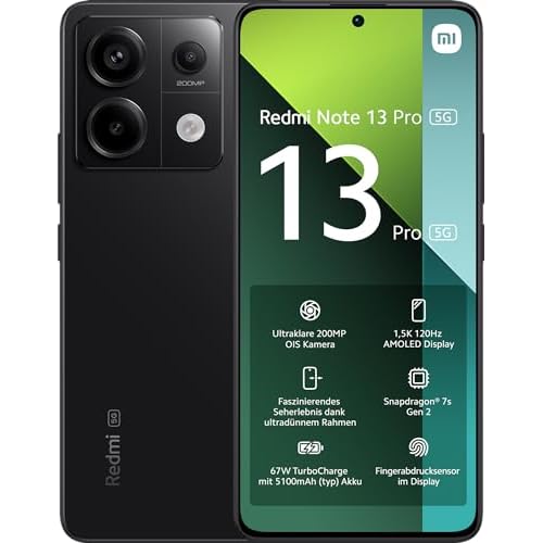 Xiaomi Redmi Note 13 Pro 5G 8GB+256GB Handy ohne Vertrag, Black (DE Version + 2 Jahre Garantie)