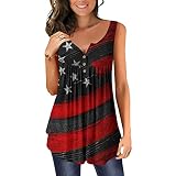 American Flag Tank Tops Women Patriotic Shirt USA Flag Stars Stripes Printed Sleeveless T-Shirt 4th 