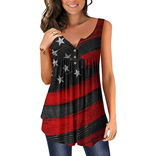 American Flag Tank Tops Women Patriotic Shirt Usa Flag Stars Stripes Printed Sleeveless T-Shirt 4Th Of July Tops Tees #TOP17