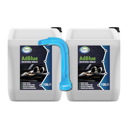 JOVS AdBlue 2 X 10 Litre with Spout Diesel Exhaust Fluid Additive for SCR-Equipped Vehicles - Crystal Clean Diesel Treatment Fluid ISO 22241 Compliant Injected into Engine Exhaust Gases DEF