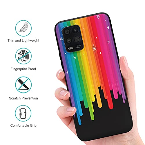 Yoedge Cover Per Xiaomi Redmi 9C E 9C NFC – 2 Custodie In Silicone Morbido Con Disegno Arcobaleno, Nero Opaco