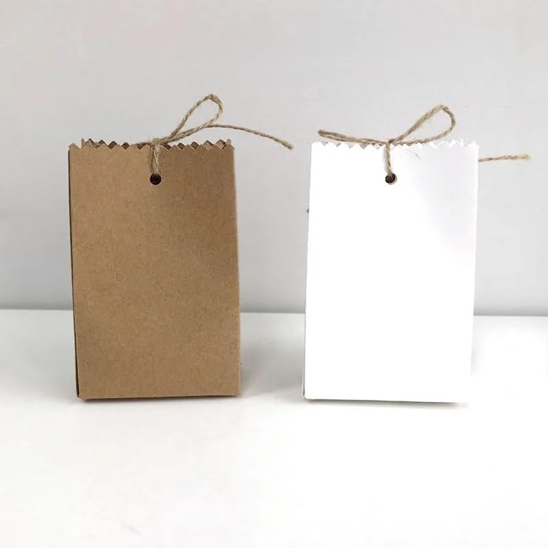Scatole regalo Kraft 25/50 pezzi retro carta kraft sacchetto regalo fai da te gioielli biscotto bomboniera contenitore di caramelle sacchetto di imballaggio alimentare con corda decorazione festa di c