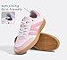 LUCKY STEP Women Classic Retro Gum Sole Fashion Sneakers Casual Tennis Skate Shoe Genuine Leather Walking Footwear Anti Slip Trainers(Pink,8)