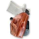 Premium Leather OWB Paddle Holster Fits Colt Mustang XSP 380 ACP 2.75'', Square Trigger Guard, Right Hand Draw, Brown Color #1355#