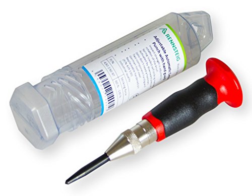 Rennsteig Adjustable Automatic Center Punch with hand guard in round plastic tube- 60-130 N Striking Force