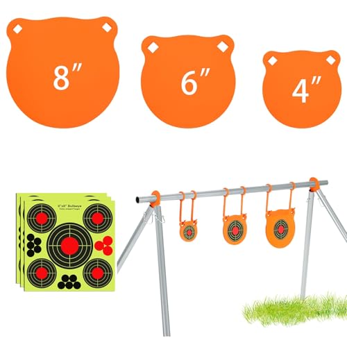 GADFISH AR500 Steel Target Combo Set, 3/8" Gong Target Hanging Kit, Outdoor Hanging Gong Targets with 10 Pcs Paper Targets, Complete AR500 Steel Kit Fit for 1 Inch OD EMT Conduit (Without Metal Tube)