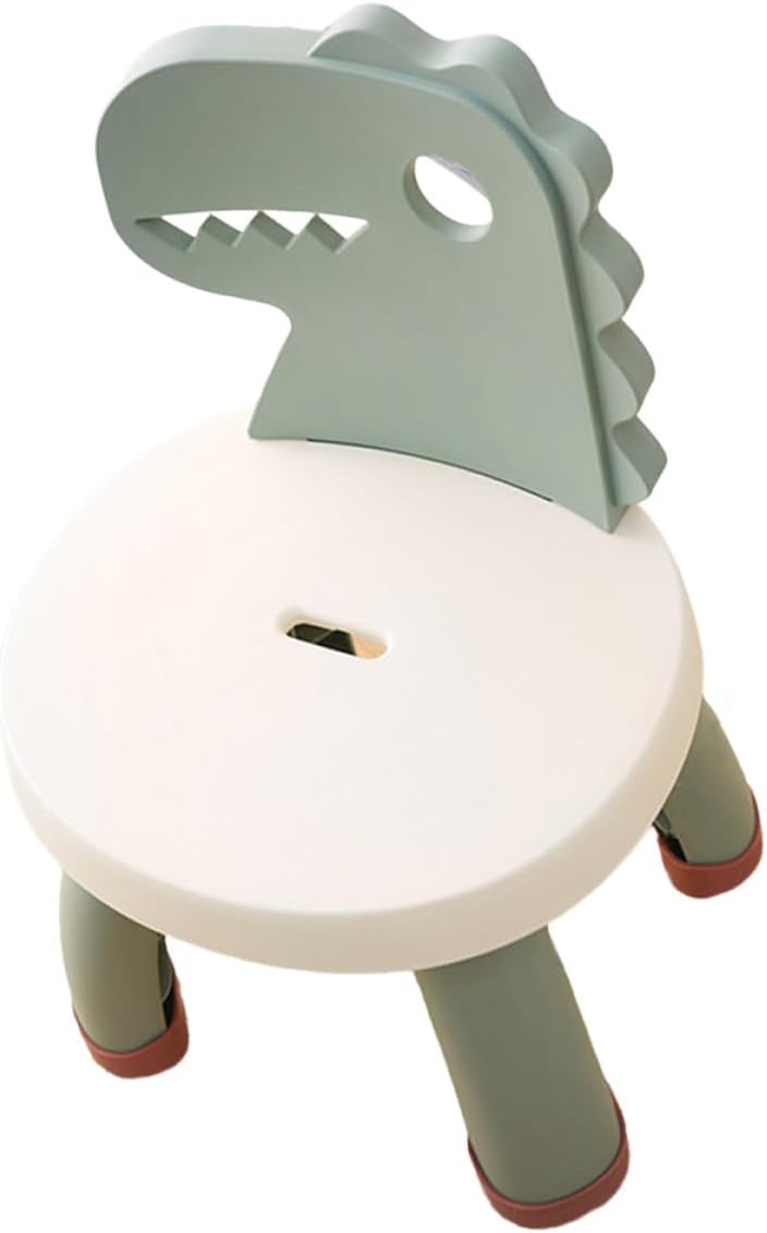 Luxshiny Cartoon Dinosaur Stool with Back Support Lightweight Chair for S Study and Activity Impact Resistant Non-Slip Thickened Seat Bright Green for Home Use