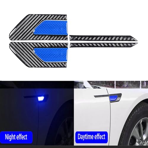 Image of Car Reflective Safety Stickers for Cars & Bikes, Side Fender Bumper, Night Visibility Warning Tape Waterproof High Intensity Reflector Decal Universal Fit (Set of 2, Blue)