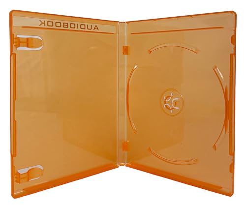 Image of Mediaxpo Premium Standard Orange Audio Book Blu-Ray Single Cases 12MM - Single Disc Polypropylene Case with Clear Sleeve for Artwork and Inserts (Pack of 200)