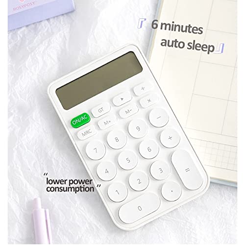 Cute Desk Accessories, Aesthetic Office Supplies, Benkaim White Desk Basic Calculator, Small Portable Standard Calculator, Handheld Desktop Calculator With Large Lcd Display #TOP1