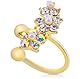 Bungsa Goldener Ohr Cuff Blume mit Zirkonia Kristall Stein Ohrstecker (Fake Piercing Ohrring Ohrstecker Ohrklemme Brass) (Ohrstecker Ohrringe Ohrhänger Creolen Ohrschmuck Ohrklemmen Damen Frauen)