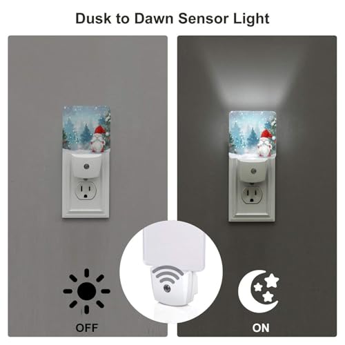 Image of Christmas Gnome Winter Holiday LED Plug-in Night Lamp 2 Piece Set, Auto Sensor Nightlights Set of 2 for Bedroom Bathroom