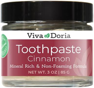 Viva Doria Fluoride Free Natural Mineralizing Toothpaste - Cinnamon (3 oz Glass jar)
