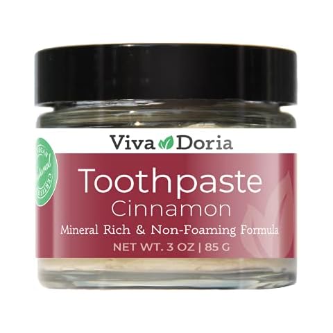 Viva Doria Fluoride Free Natural Mineralizing Toothpaste - Cinnamon (3 oz Glass jar) Cover