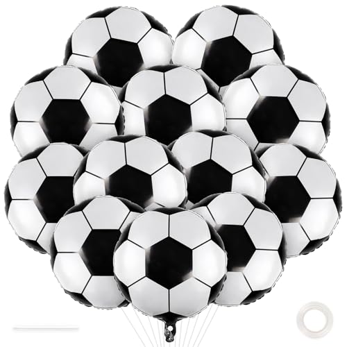 12 Pcs Soccer Balloons,18 Inch Soccer Ball Foil Balloons, Soccers Birthday Decorations for World Cup Sports Theme Graduation Party Supplies by YOTHORN - Used condition - US$5.40