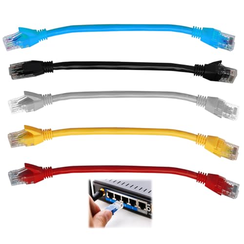 Image of FunWorth Short Cat6 Ethernet Patch Cable 0.5m, High-Speed 1000Mbps Network LAN Patch Leads with RJ45 Connectors, Colorful Cat6 Ethernet Cable for Router, Switch, PC, Office Use (Colors 5Pcs, 50CM)