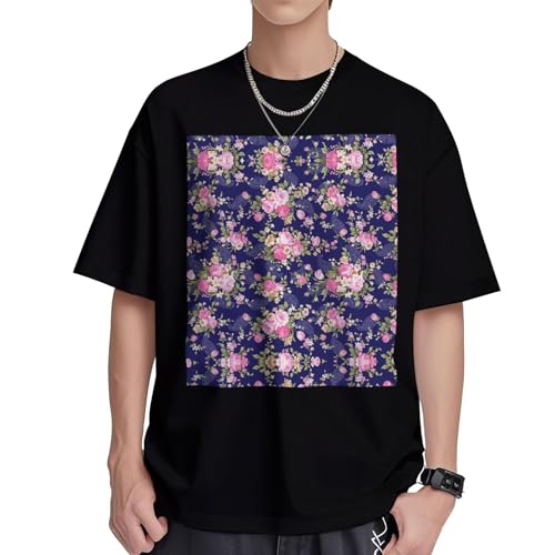 T-shirt manches courtes homme idéal pour l'été en coton imprimé floral