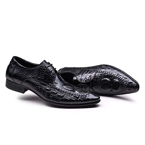 Business Oxford for Men Formal Shoes Lace Up StyleGenuine Leather Crocodile Texture Casual Retro Colors Pointed Toe Block Heel2