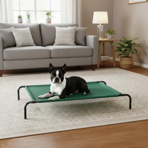 Amazon Basics Cama elevada refrescante para Perro mascotas, Verde, Large, 130 x 80 x 19 cm (L x An x Al)